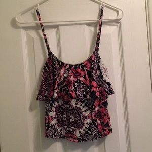 Pink and black cropped tank